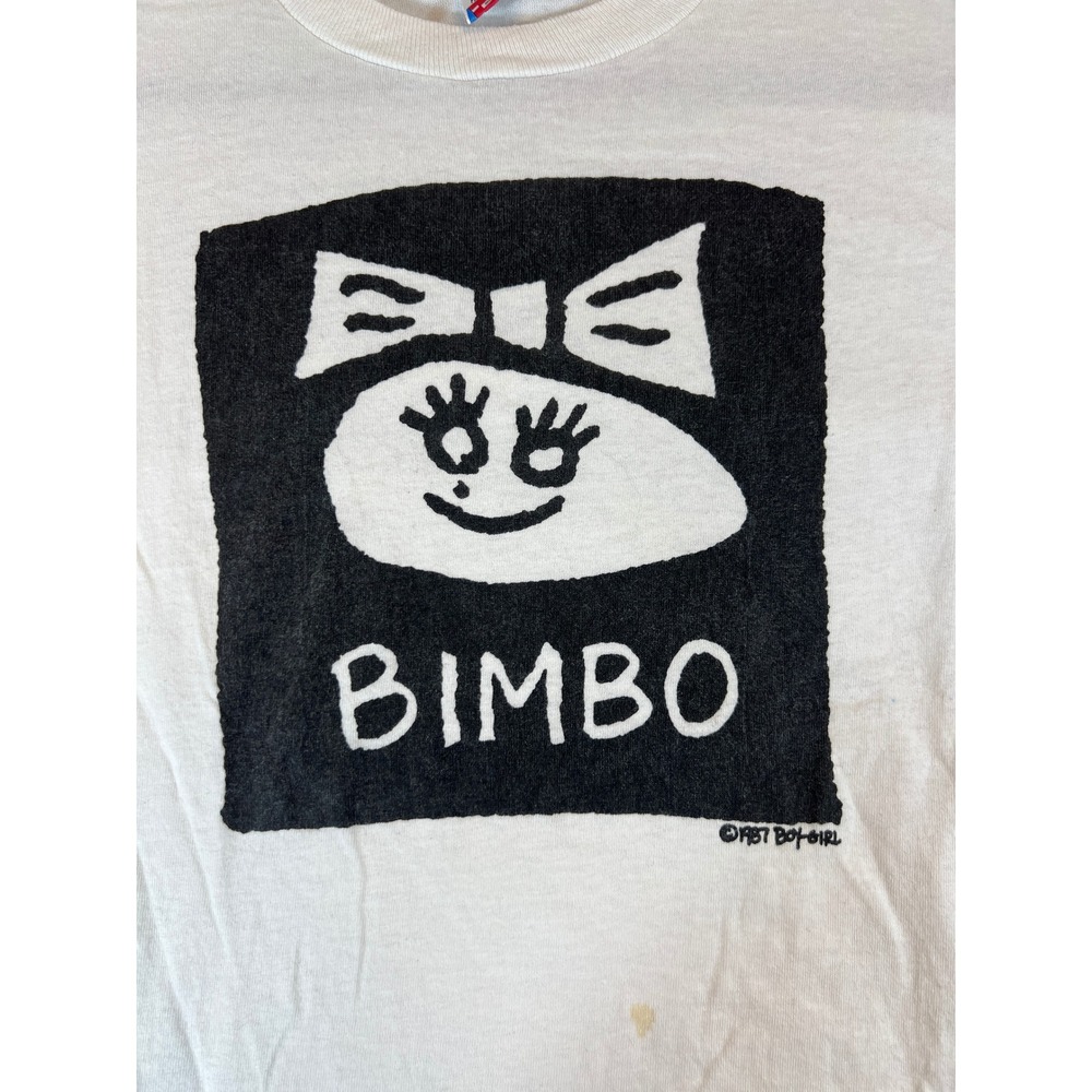 Vintage 90s Boy Girl Bimbo Shirt Mens Large White Graphic Tee Skate Retro USA